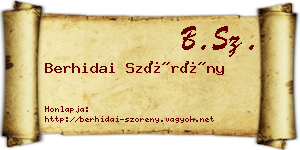 Berhidai Szörény névjegykártya